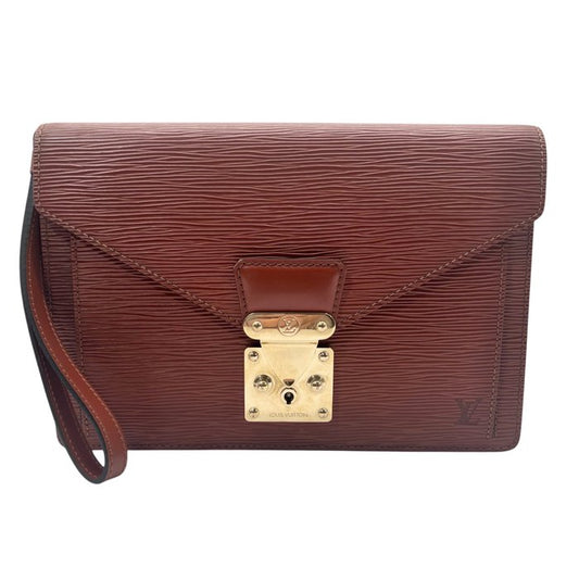 Louis Vuitton Serie Dragonne Clutch Bag Brown Epi Leather