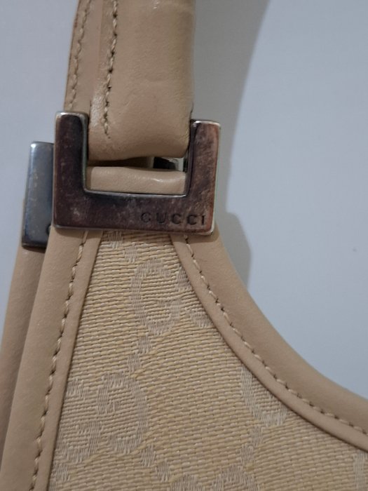 Gucci Jackie Beige GG Canvas and Leather Shoulder Bag