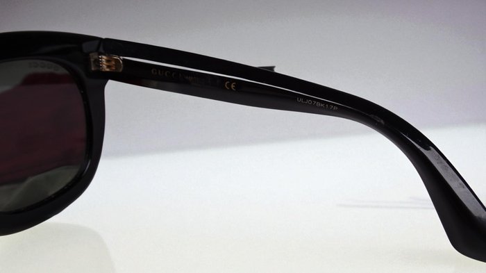 Gucci Black Square Acetate Sunglasses with Gold-Tone Accents