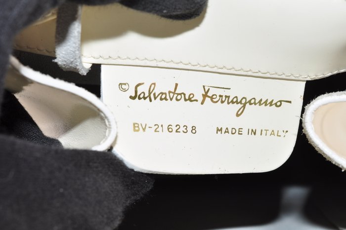 Salvatore Ferragamo Cream Leather Backpack Bag with Matching Pouch