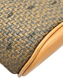 Yves Saint Laurent Khaki PVC & Brown Leather Clutch Bag – Gold-Plated Details