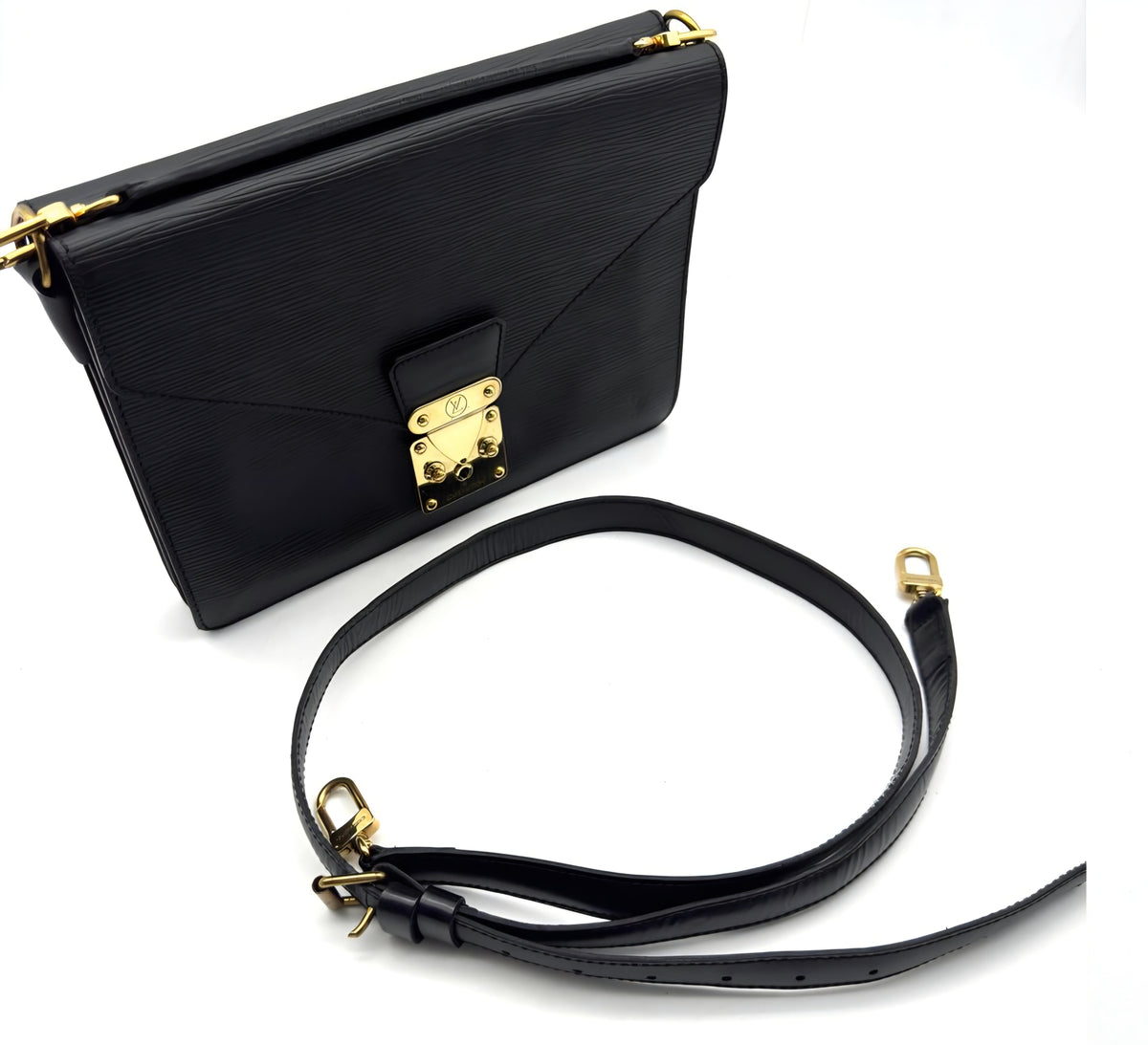 Louis Vuitton Monceau Black Epi Leather Crossbody Bag | 2 Way Top Handle