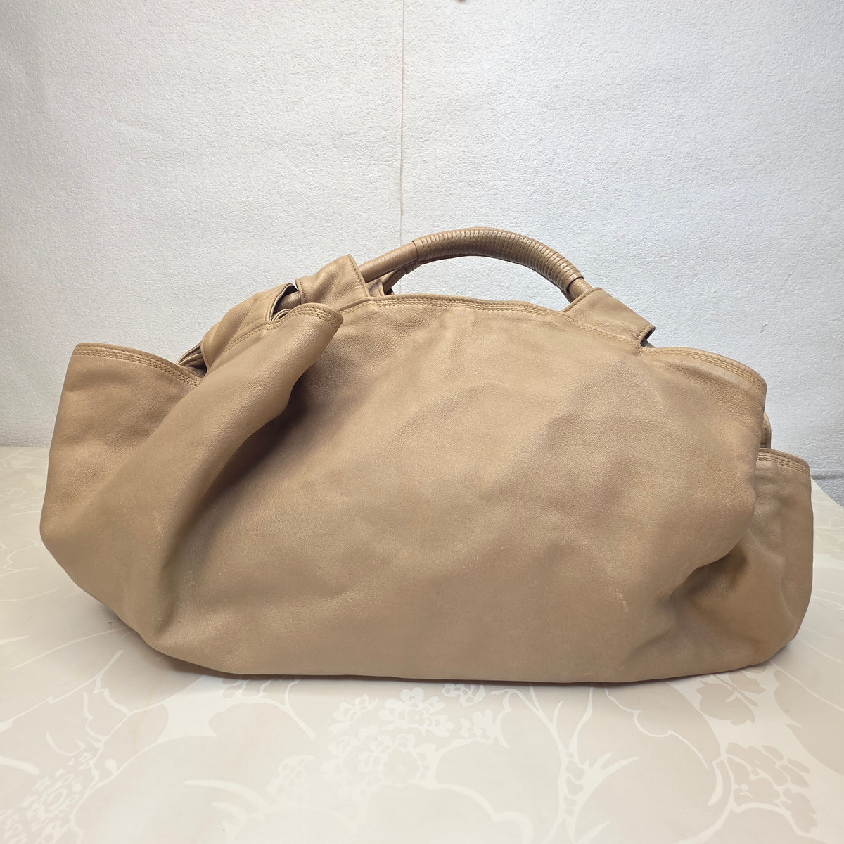 Loewe Aire Gold Leather Shoulder Bag – Medium