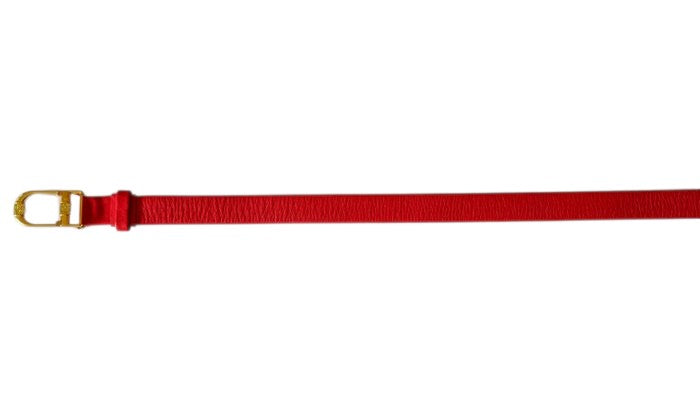 Christian Dior Red Leather Belt 70-20 with Rhinestone Buckle