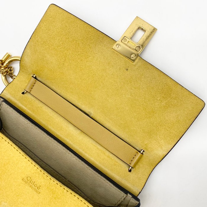 Chloé Drew Shoulder Bag – Yellow Suede & Leather, Gold Plated Hardware