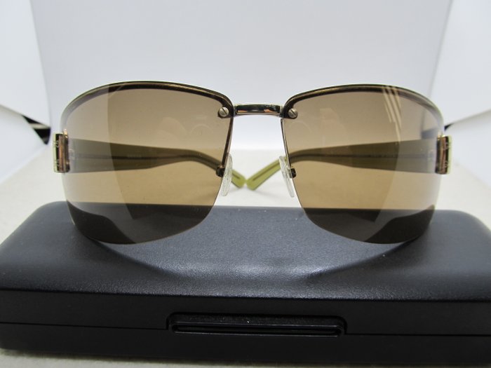 Gucci GG 1800/S Green and Gold Half-Rim Wrap Sunglasses