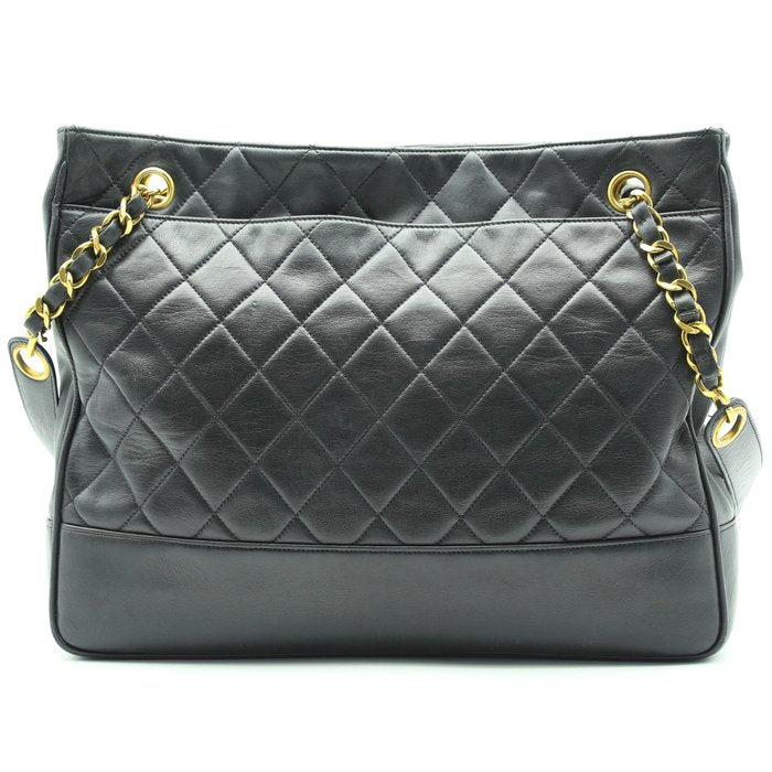 Chanel Matelassé Chain Tote Bag – Black Lambskin, Pearl Crush