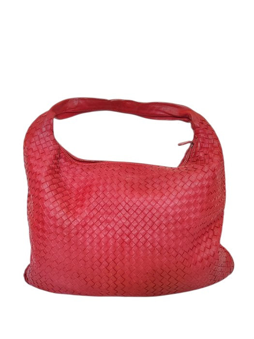 Bottega Veneta Antheia Dark Red Intrecciato Lambskin Hobo Bag