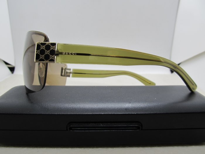 Gucci GG 1800/S Green and Gold Half-Rim Wrap Sunglasses
