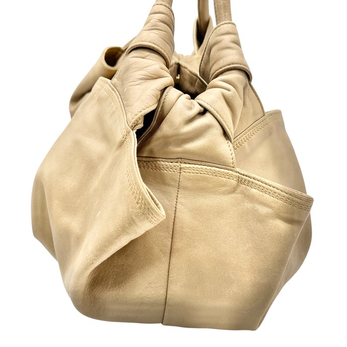 Loewe Aire Gold Leather Shoulder Bag – Medium
