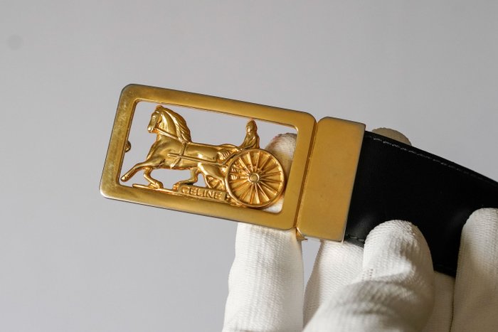 Céline Triomphe Buckle Leather Belt