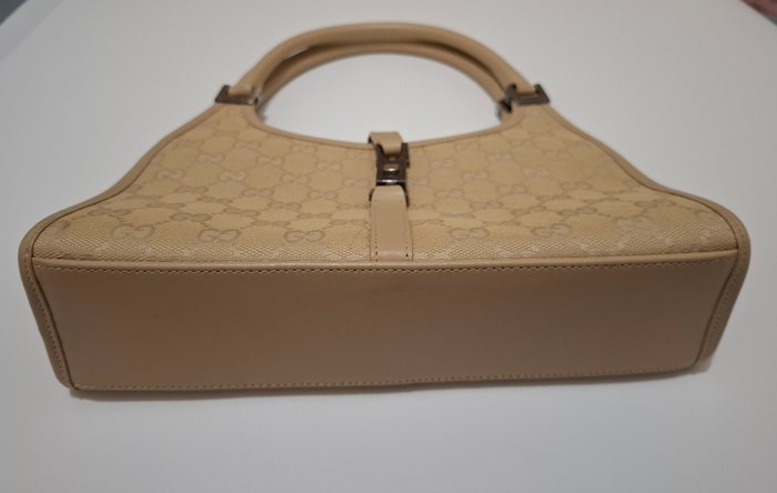 Gucci Jackie Beige GG Canvas and Leather Shoulder Bag