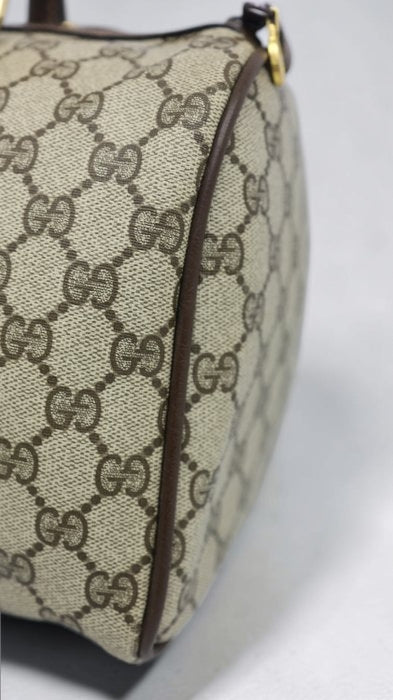 Gucci GG Supreme Sherry Line Boston Bag in Beige and Brown