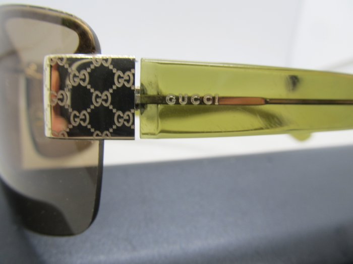 Gucci GG 1800/S Green and Gold Half-Rim Wrap Sunglasses