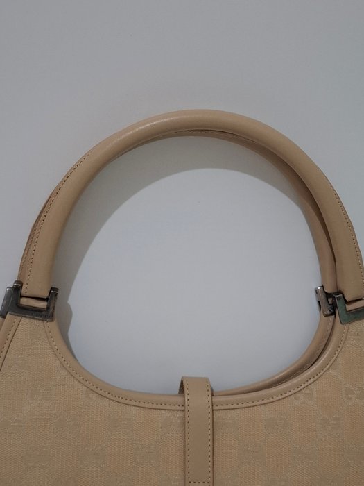 Gucci Jackie Beige GG Canvas and Leather Shoulder Bag