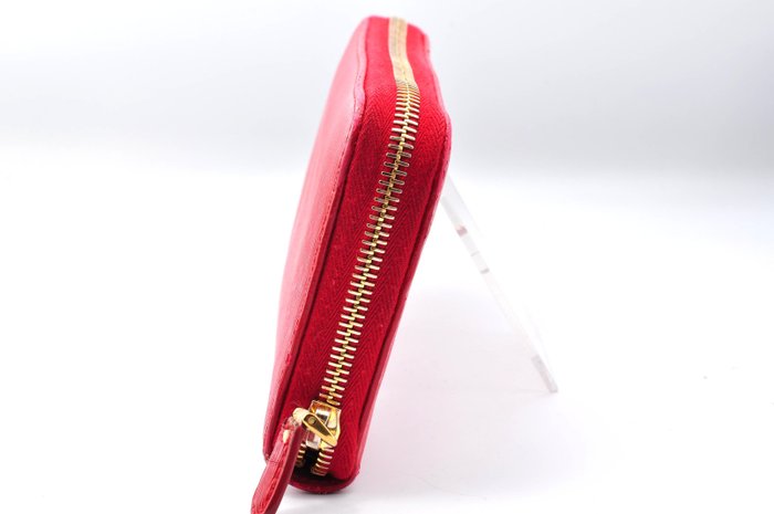 Prada  Leather Zip-Around Wallet Red