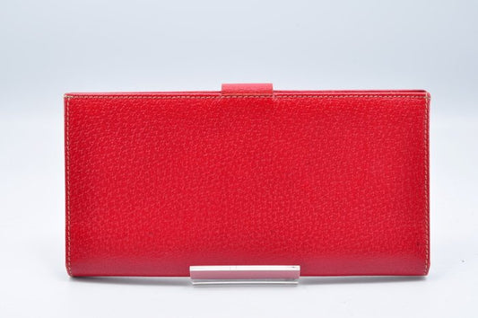 Salvatore Ferragamo Gold & Red Leather Long Wallet
