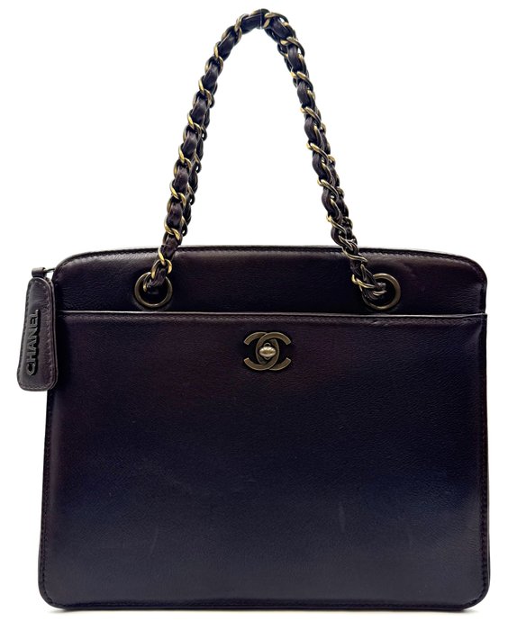 Chanel Vintage Hard Case Handbag – Dark Brown Leather, Brass Trim, Made in France
