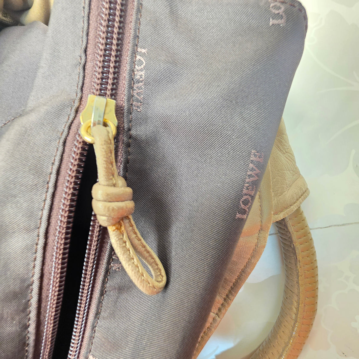 Loewe Aire Gold Leather Shoulder Bag – Medium