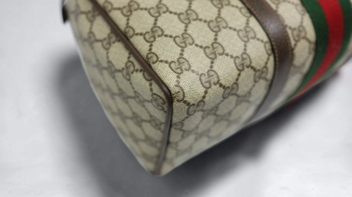 Gucci GG Supreme Sherry Line Boston Bag in Beige and Brown