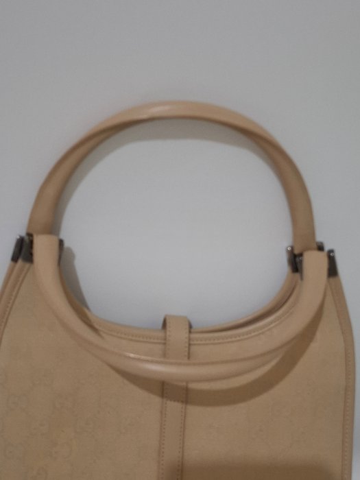 Gucci Jackie Beige GG Canvas and Leather Shoulder Bag