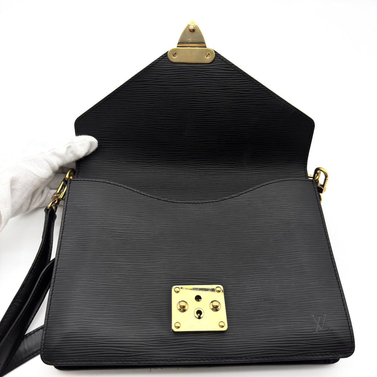 Louis Vuitton Monceau Black Epi Leather Crossbody Bag | 2 Way Top Handle