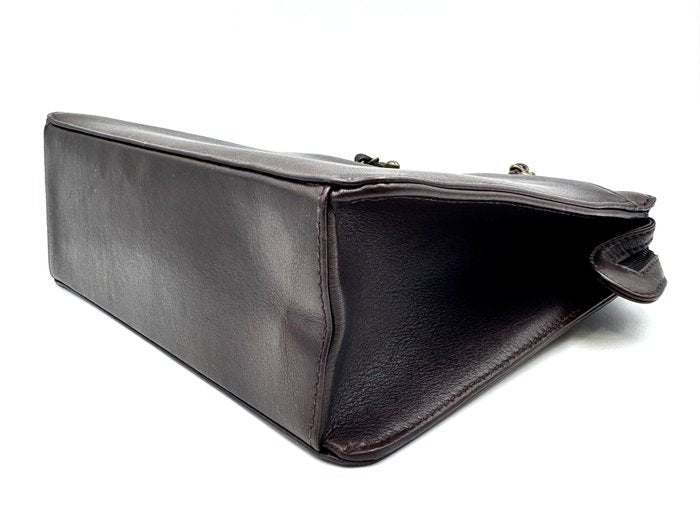 Chanel Vintage Hard Case Handbag – Dark Brown Leather, Brass Trim, Made in France