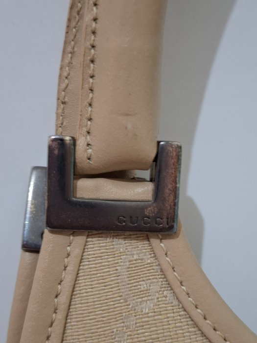Gucci Jackie Beige GG Canvas and Leather Shoulder Bag
