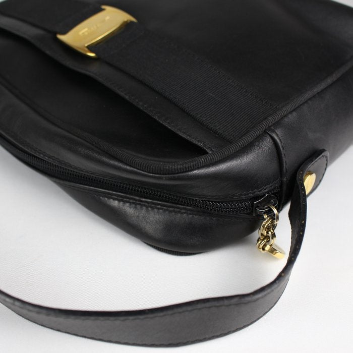 Salvatore Ferragamo Leather Vera Bow Shoulder Bag Black