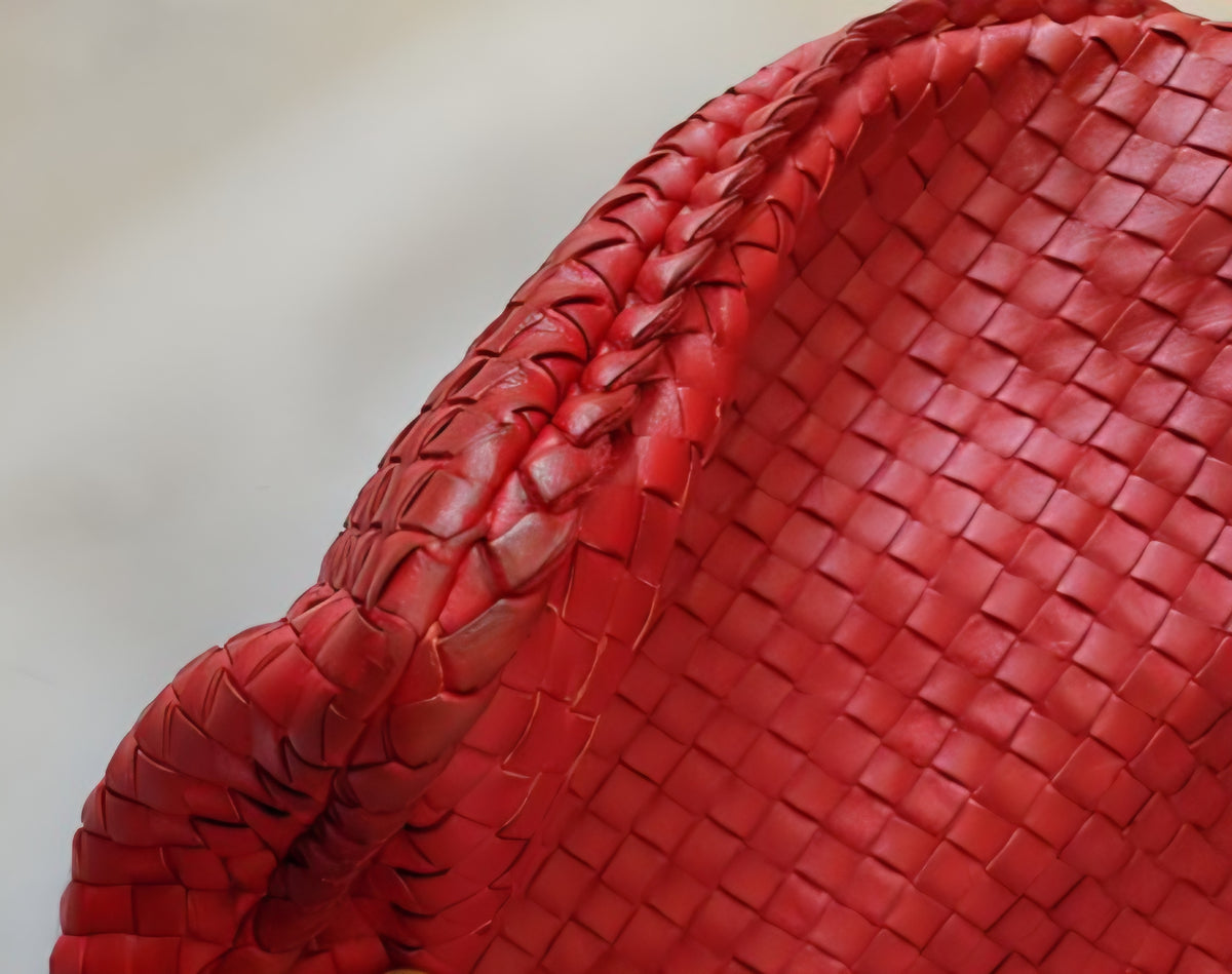Bottega Veneta Antheia Dark Red Intrecciato Lambskin Hobo Bag