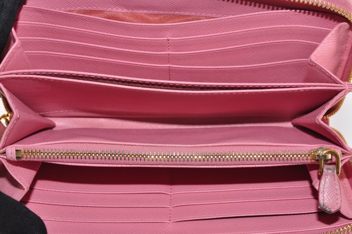 Prada Pink Leather Zip-Around Wallet – Box & Authenticity Card