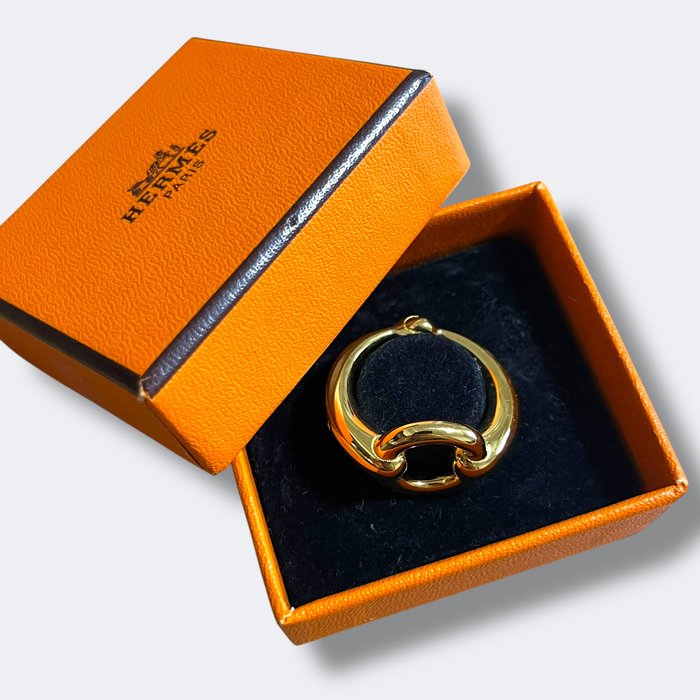 Hermès Mors Gold-Plated Scarf Ring – Equestrian Accessory