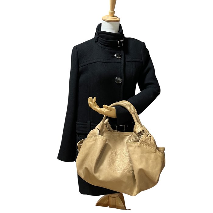 Loewe Aire Gold Leather Shoulder Bag – Medium
