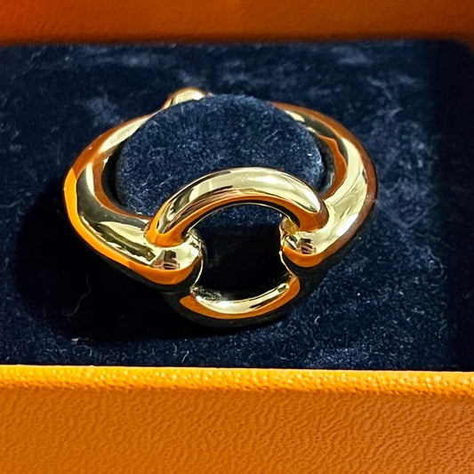 Hermès Mors Gold-Plated Scarf Ring – Equestrian Accessory