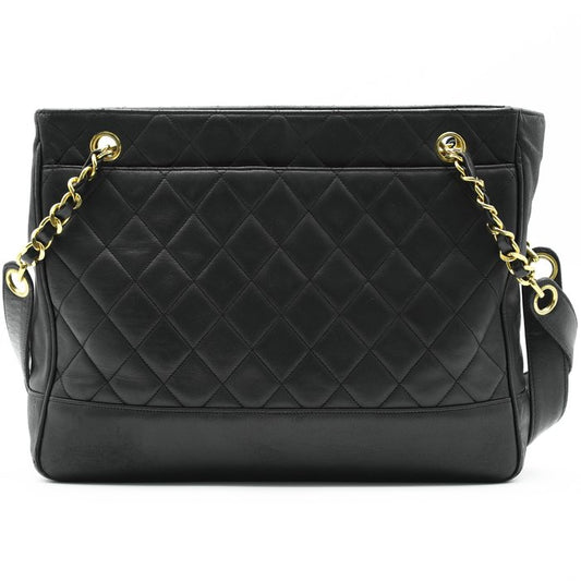 Chanel Matelassé Chain Tote Bag – Black Lambskin, Pearl Crush Charm