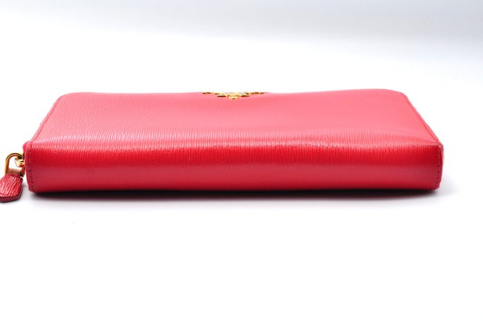 Prada  Leather Zip-Around Wallet Red