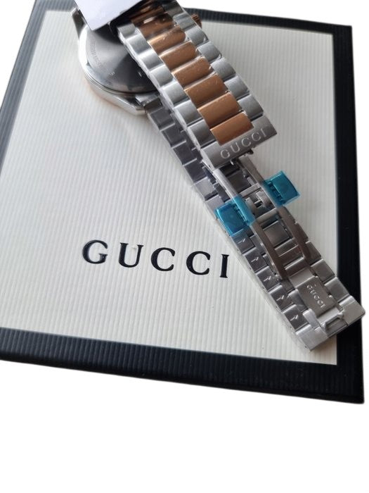 Gucci Unisex Quartz Watch – Silver & Rose Gold, Steel Bracelet
