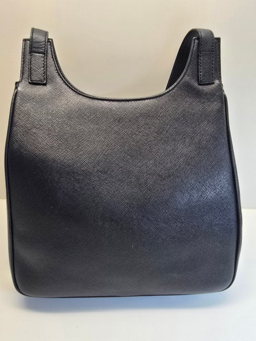 Salvatore Ferragamo Black Hammered  Shoulder Bag
