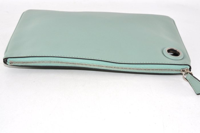 Fendi Green Smooth Leather Wallet Pouch