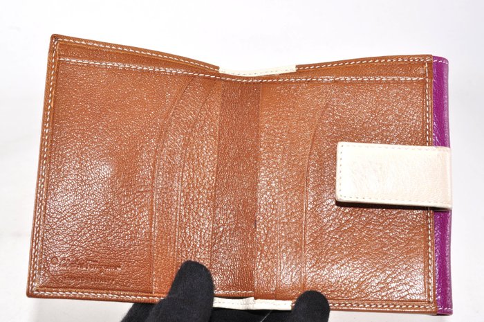 Salvatore Ferragamo Gancini Bordeaux Leather Compact Wallet with Box