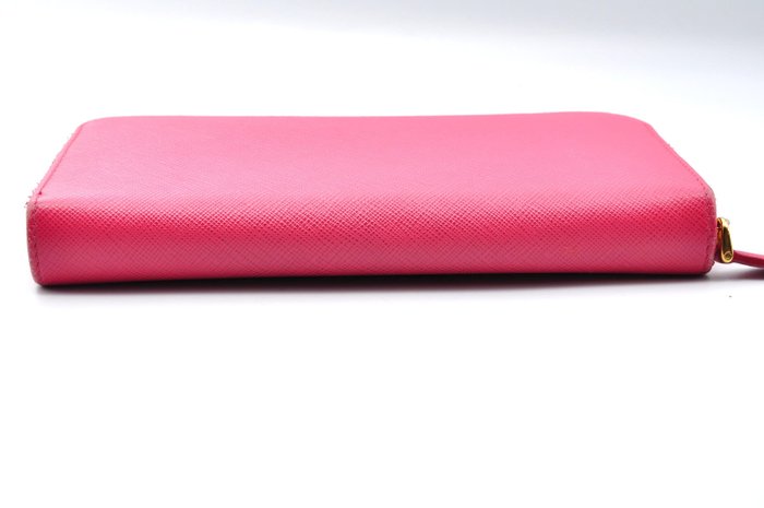Prada  Leather  Zip-Around Long Wallet with Authenticity Card-Pink