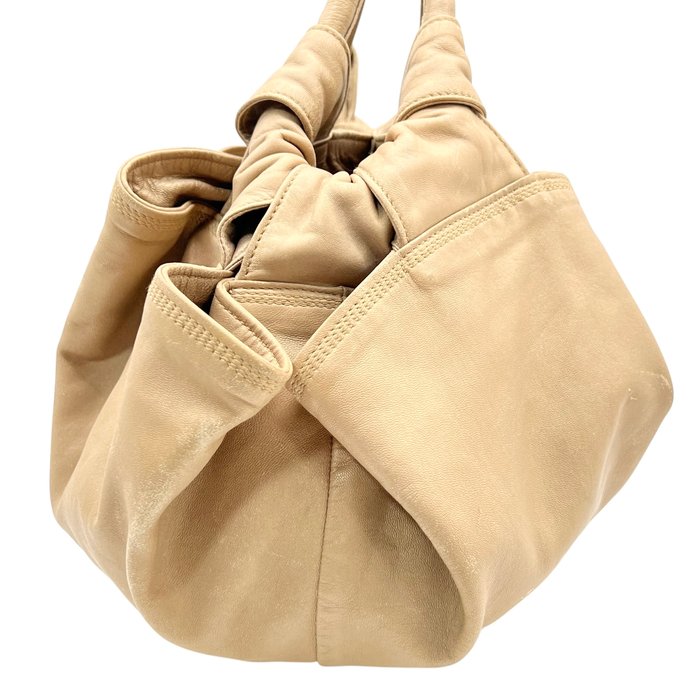 Loewe Aire Gold Leather Shoulder Bag – Medium