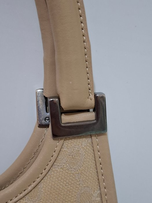 Gucci Jackie Beige GG Canvas and Leather Shoulder Bag