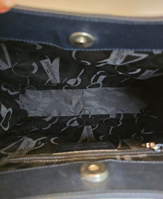 Salvatore Ferragamo Black Hammered  Shoulder Bag