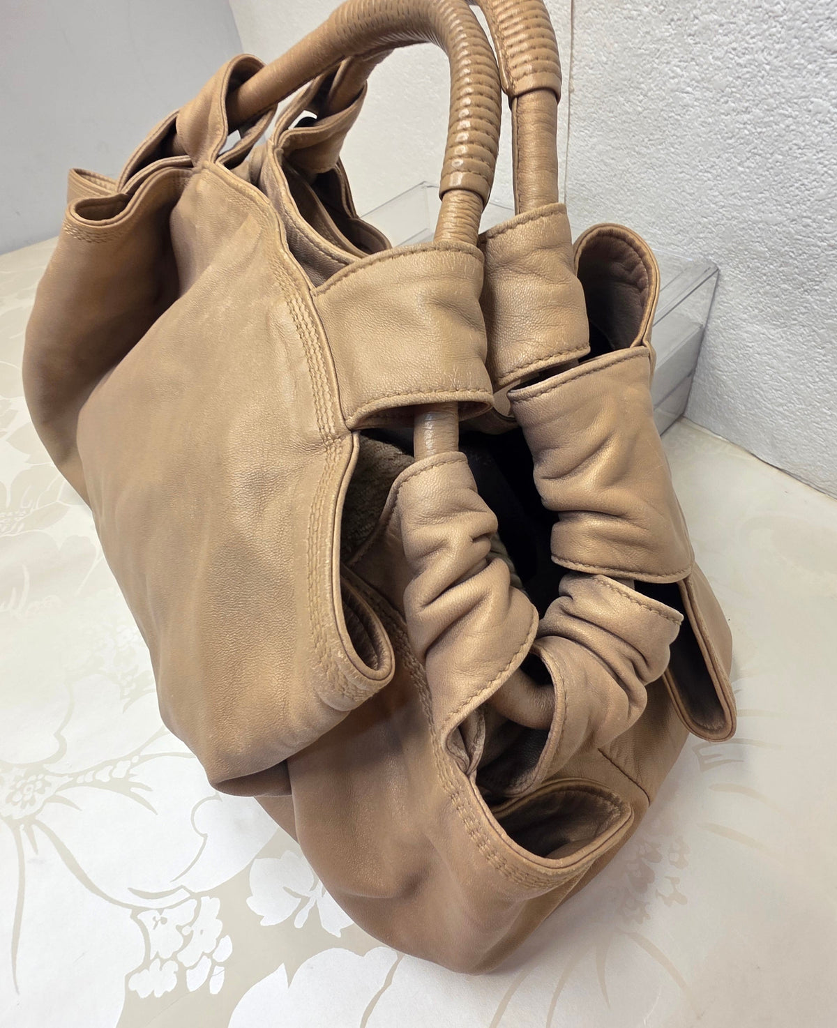 Loewe Aire Gold Leather Shoulder Bag – Medium
