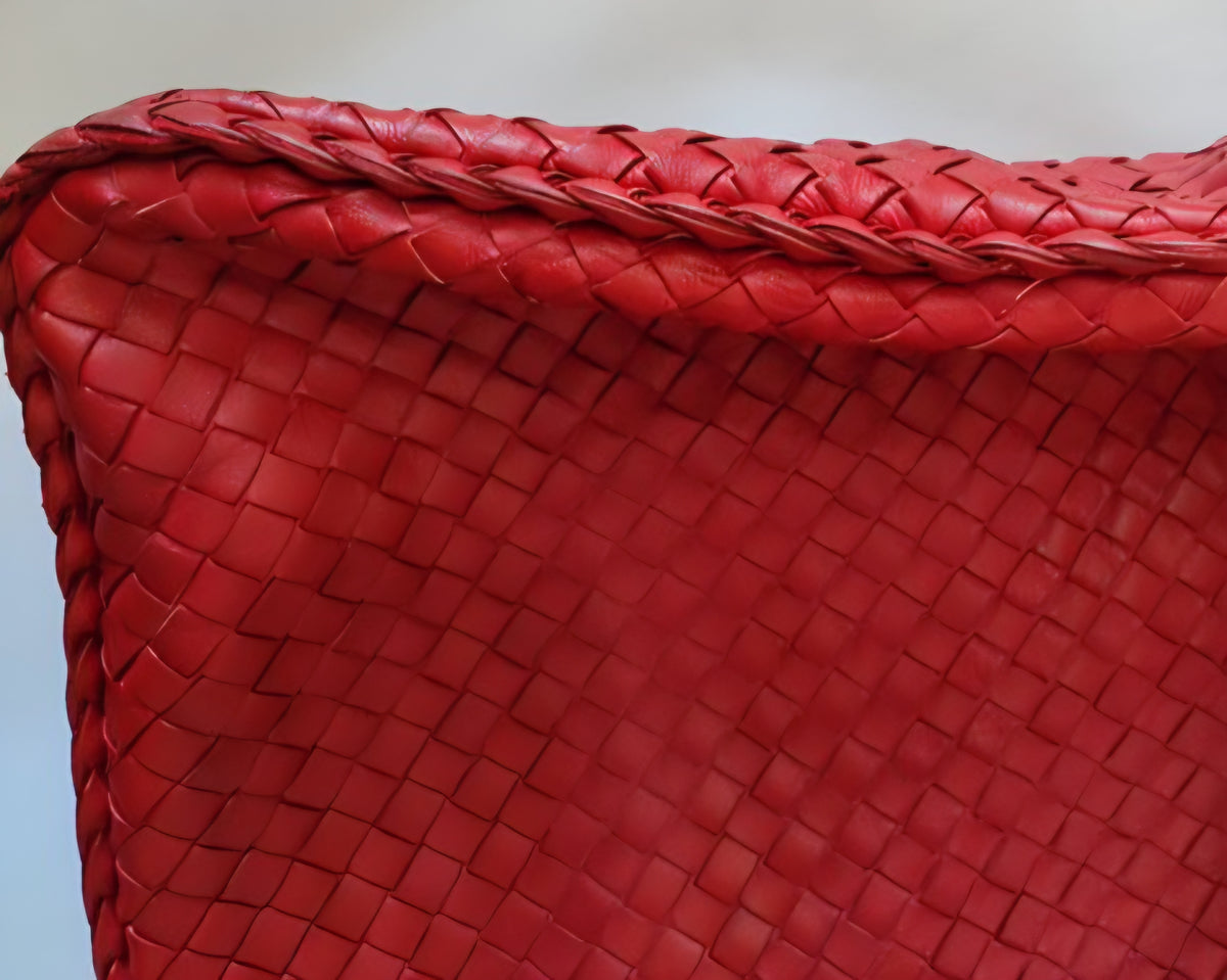 Bottega Veneta Antheia Dark Red Intrecciato Lambskin Hobo Bag