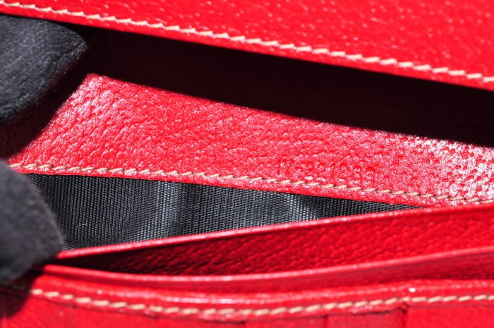 Salvatore Ferragamo Gold & Red Leather Long Wallet