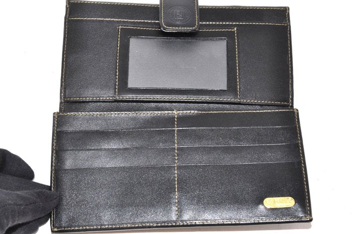 Fendi Black & Brown Long Wallet – Canvas & Leather