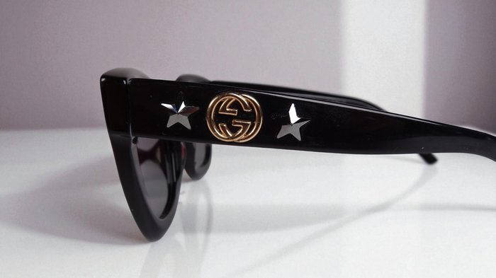 Gucci Black Square Acetate Sunglasses with Gold-Tone Accents