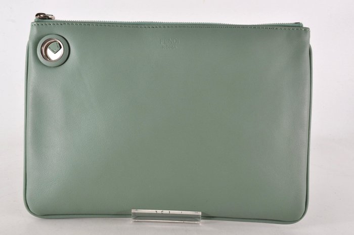 Fendi Green Smooth Leather Wallet Pouch